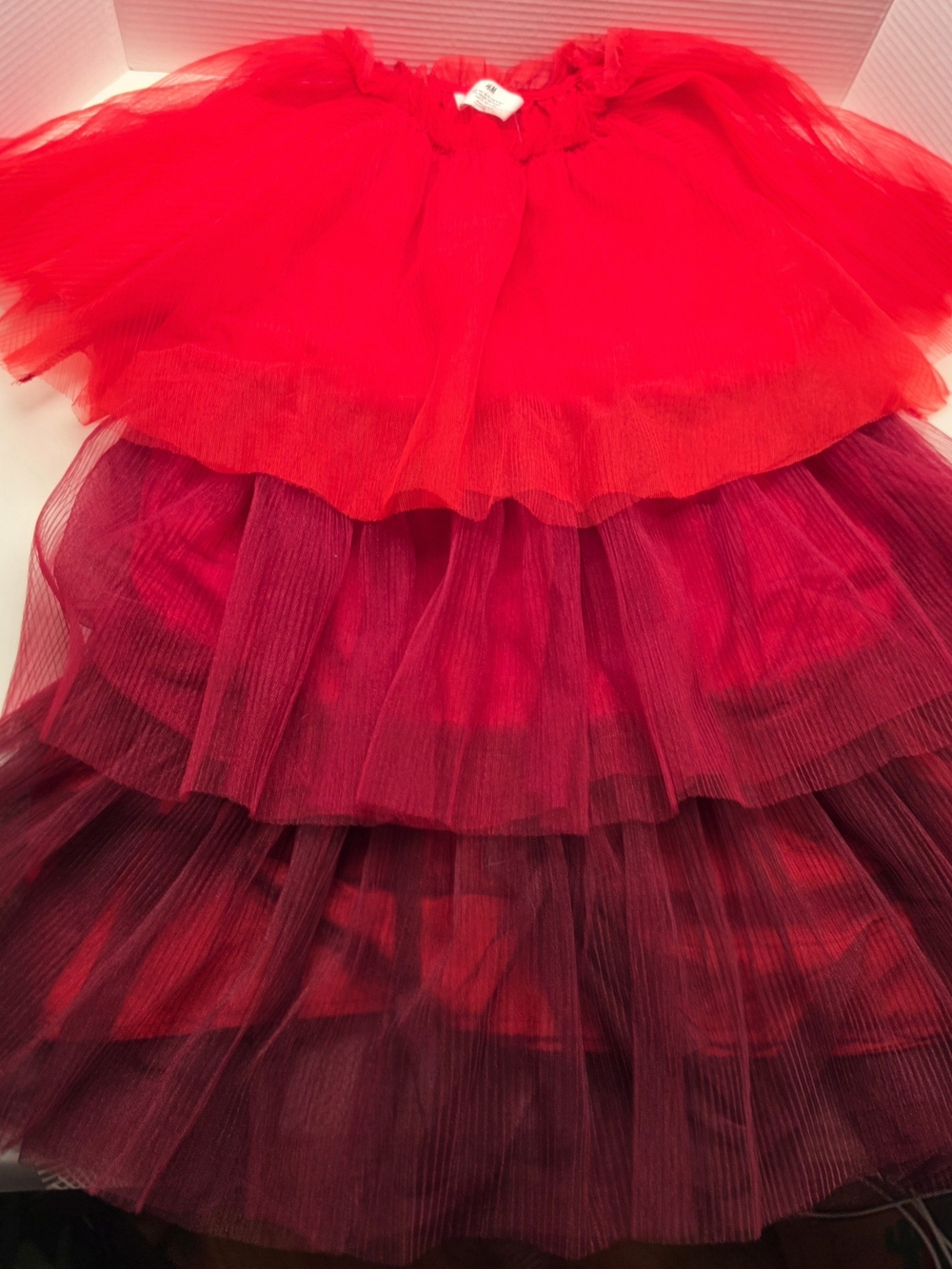 H&M Layered Tulle Skirt in Red and Deep Pink